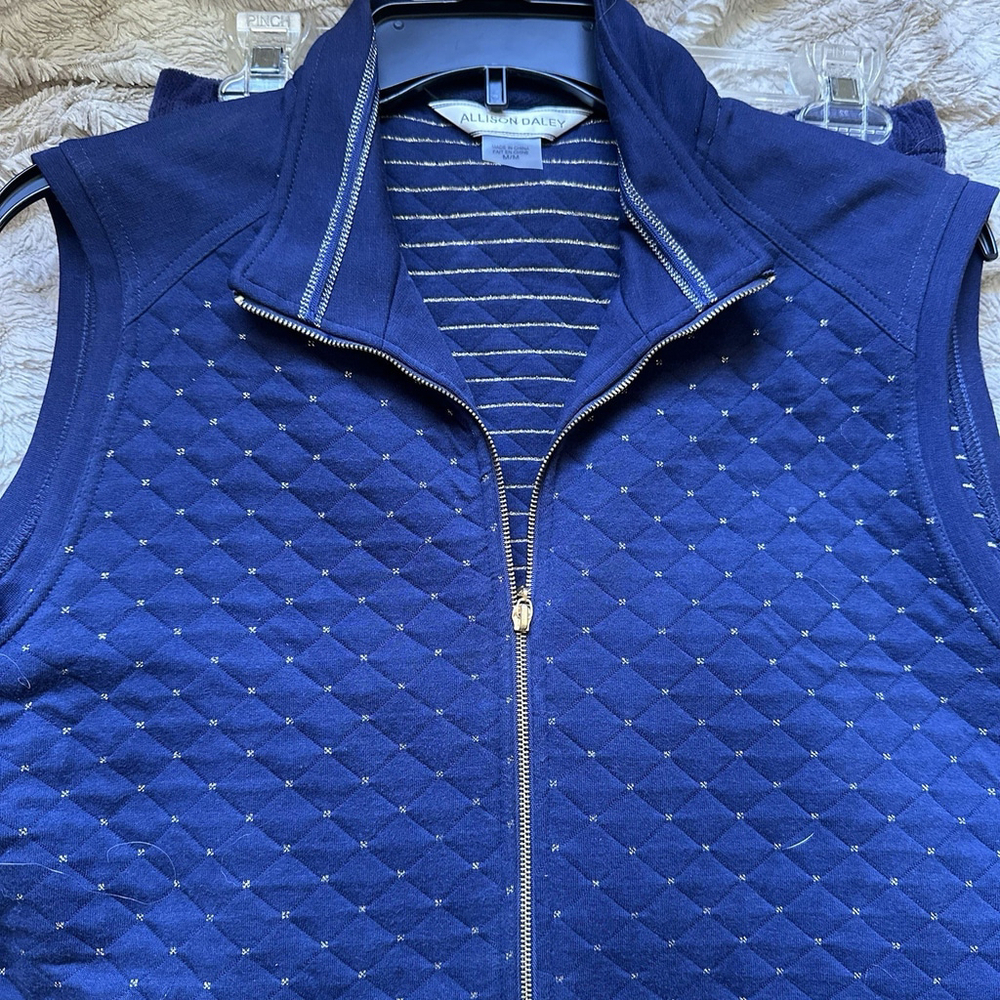 Allison Daley Navy Blue and Gold Thread Medium 2 Piece Set Top and Pants SOFT - Picture 7 of 7